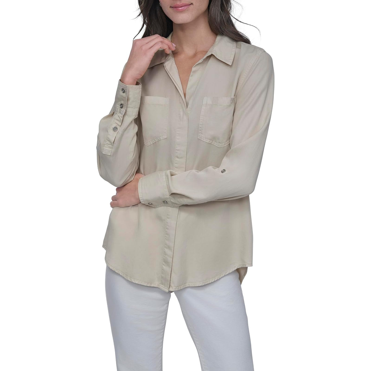 DKNY - Manga Larga para Mujer, Casual, Suave, cómoda