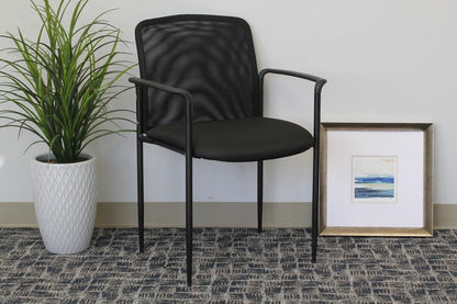 Boss B6909-BK Mesh Back and Crepe Seat Stacking with Arm 1 Unit Guest Chair, Black