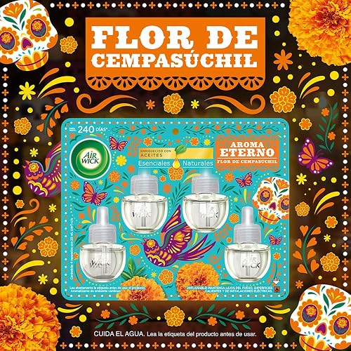 Air Wick Repuestos para Aromatizante Eléctrico, Flor de Cempasúchil, 4 Piezas de 20 ml c/u