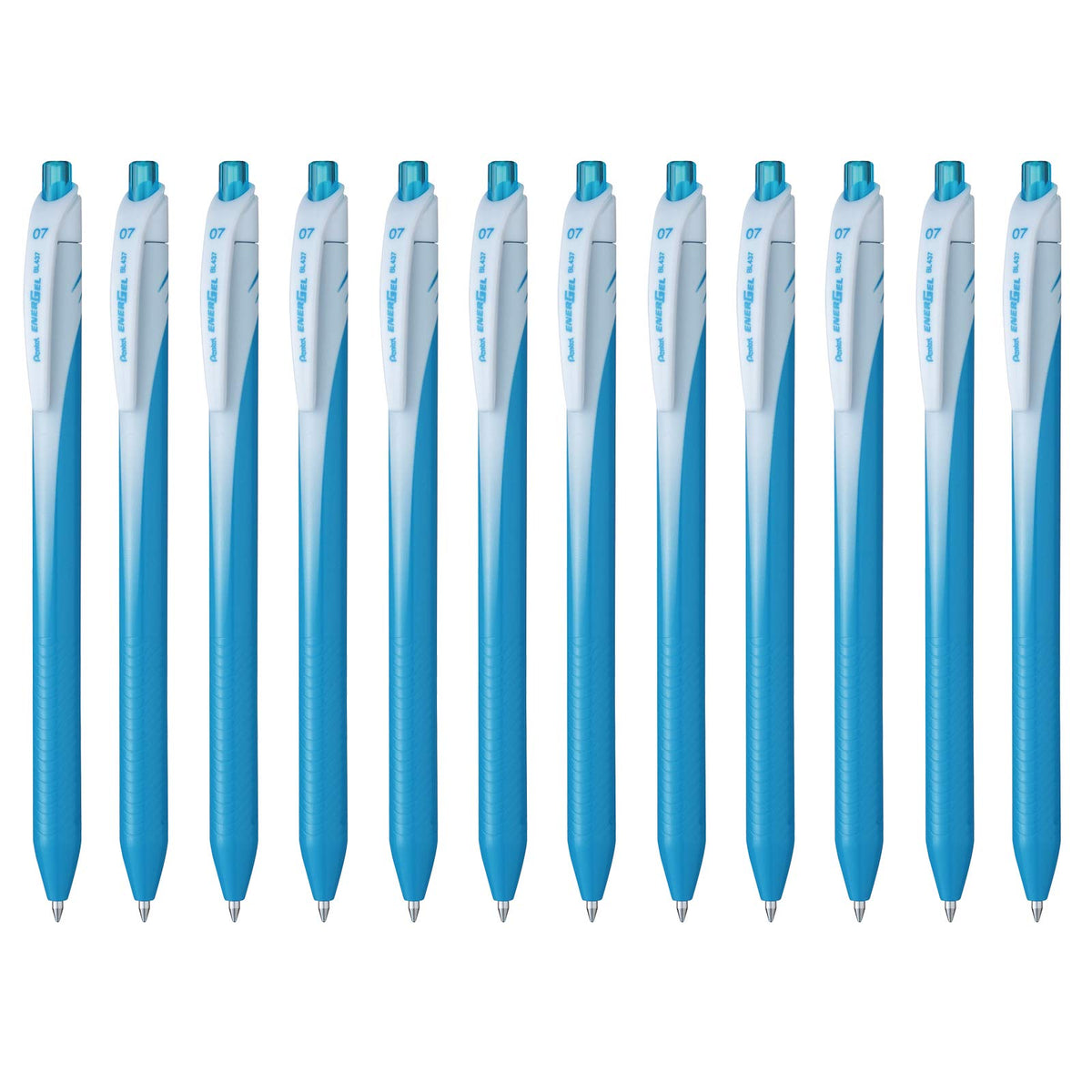Pentel EnerGel Bolígrafo Retráctil Punto 0.7mm, Caja 12 Piezas - Tinta Azul Cielo