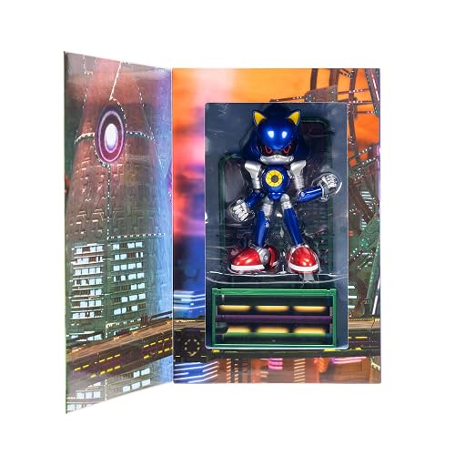 JAKKS Pacific Sonic The Hedgehog Modern Metal Sonic Figura de Colección del 35 Aniversario, 6 Pulgadas, Articulada con Accesorios, Multicolor