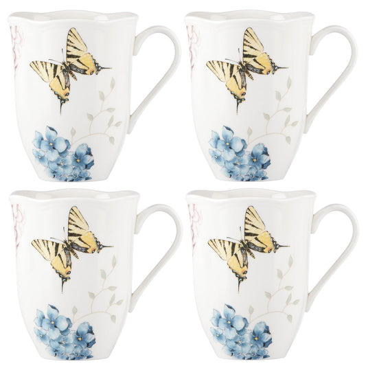 Lenox Butterfly Meadow Hydrangea Juego de tazas de 4 piezas, 2.55 LB, Multi