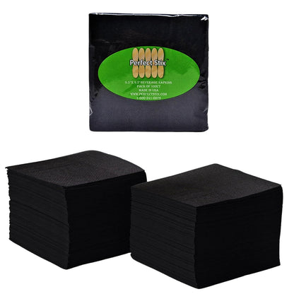 Perfect Stix Servilletas para Bebidas de 2 Capas, Paquete de 100 - Pack of 100ct- Black - Negro