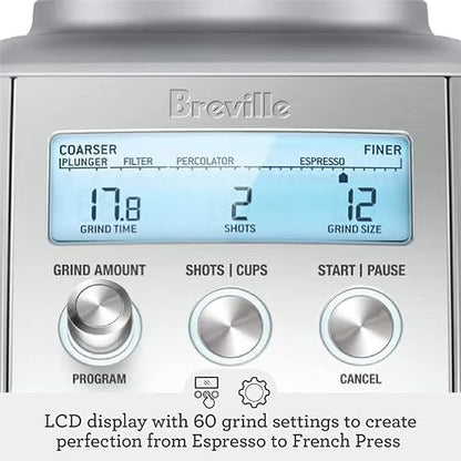 Breville BCG820BSS Smart Grinder Pro, Brushed Stainless Steel | Muele granos de café y espresso con precisión gracias a este molino cónico programable con 60 ajustes de preparación