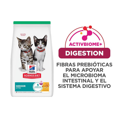 Hill's Science Diet Indoor Croquetas para Gatito Sabor Pollo 1.6Kg | Croquetas Hill's para gato, pollo real, crecimiento sano, desarrollo cerebral con DHA, soporte inmunológico