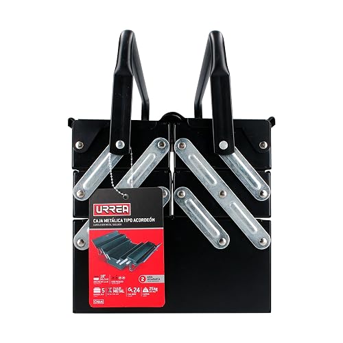 Urrea CMA4 Caja portaherramientas metálica tipo acordeón negra 7" x 18" x 7"