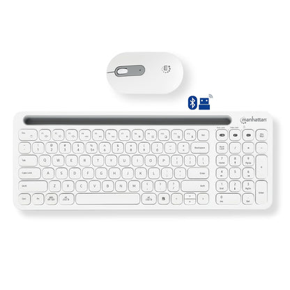 Manhattan Kit de Teclado y Mouse inalámbricos con conexión Dual USB y Bluetooth