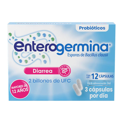 Enterogermina probióticos 2 billones, alivia malestares digestivos, 12 caps