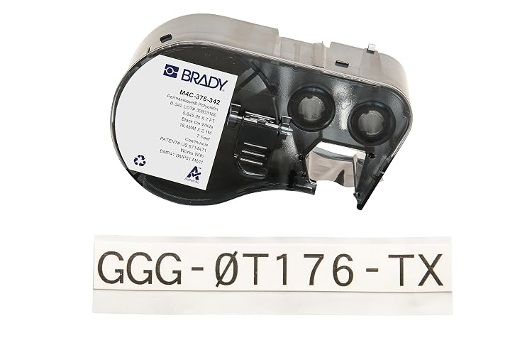 Brady Authentic (M4C-375-342) PermaSleeve® Etiquetas termorretráctiles de poliolefina 0.4 pulgadas Rollo negro sobre blanco, 7 pies