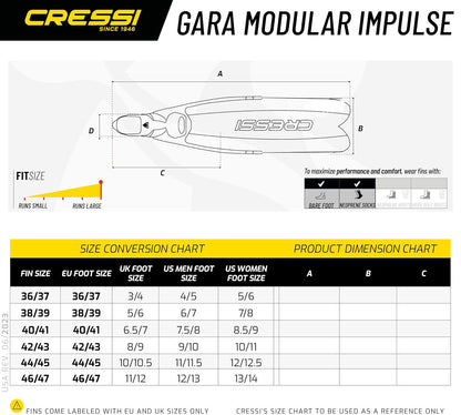 Cressi Gara - Aletas modulares de Impulso para apnea con Cuchillas Intercambiables, diseñadas y Fabricadas en Italia