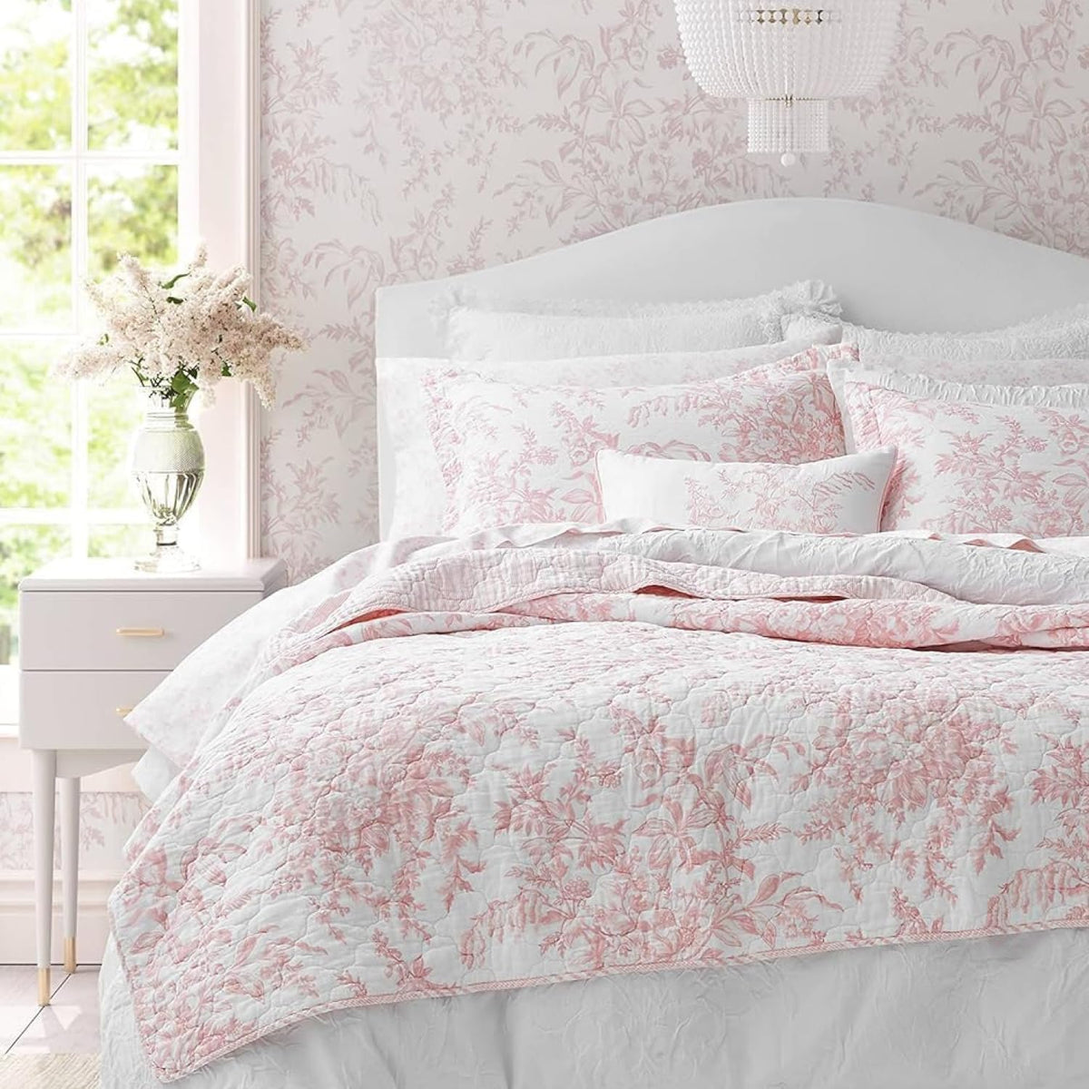 Laura Ashley - Juego de edredón Individual, Ropa de Cama Reversible de algodón con Funda a Juego, Ligero para Uso Durante Todo el año, Juego de Cama con Estampado Floral, Esencial para recámara