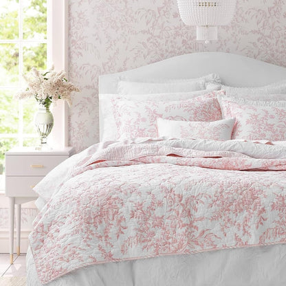 Laura Ashley - Juego de edredón Individual, Ropa de Cama Reversible de algodón con Funda a Juego, Ligero para Uso Durante Todo el año, Juego de Cama con Estampado Floral, Esencial para recámara