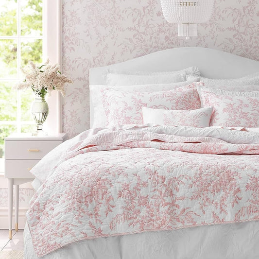 Laura Ashley - Juego de edredón Individual, Ropa de Cama Reversible de algodón con Funda a Juego, Ligero para Uso Durante Todo el año, Juego de Cama con Estampado Floral, Esencial para recámara