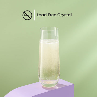 JoyJolt Milo - Juego de 8 copas de champaña sin tallo Copa de vino Prosecco de 9.5 onzas, copas de Mimosa, juego de vasos de cóctel, vidrio de alta bola de agua, vidrio de bar