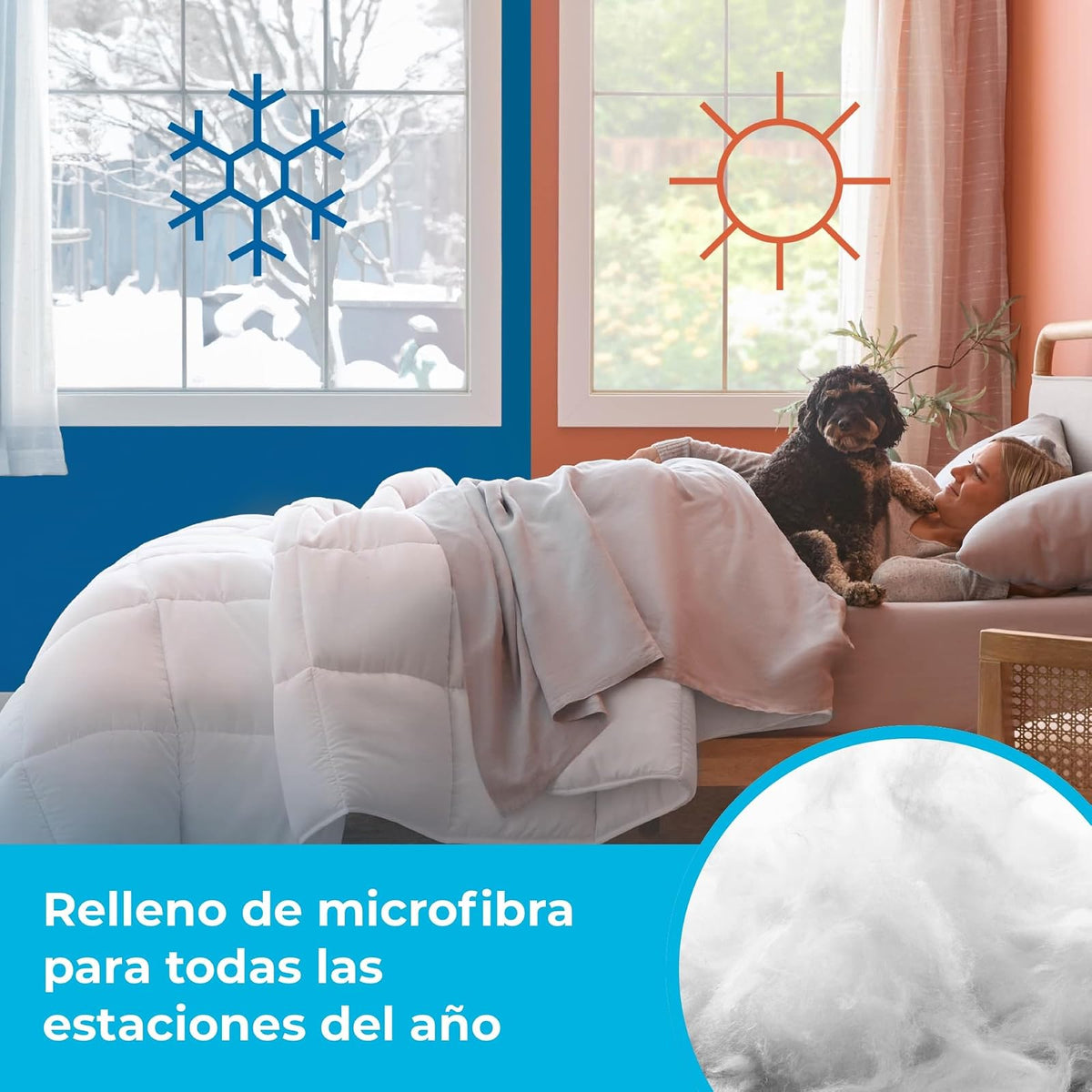 Linenspa - Edredón Acolchado de Plumón Alternativo - Queen - Microfibra Suave e Hipoalergénica - Úsalo Solo o con Funda - Reversible - Toda Estación - Blanco