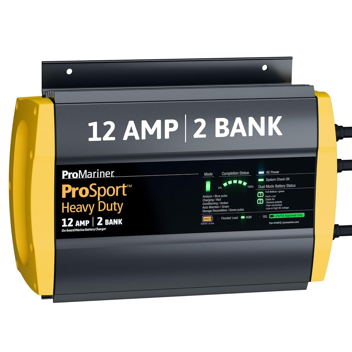 ProMariner 44012 ProSport HD - Cargador de batería Marino Impermeable, 12 amperios, 2 Bancos - Cargador - 12 - 24 V, 12 amperios, 2 bancos