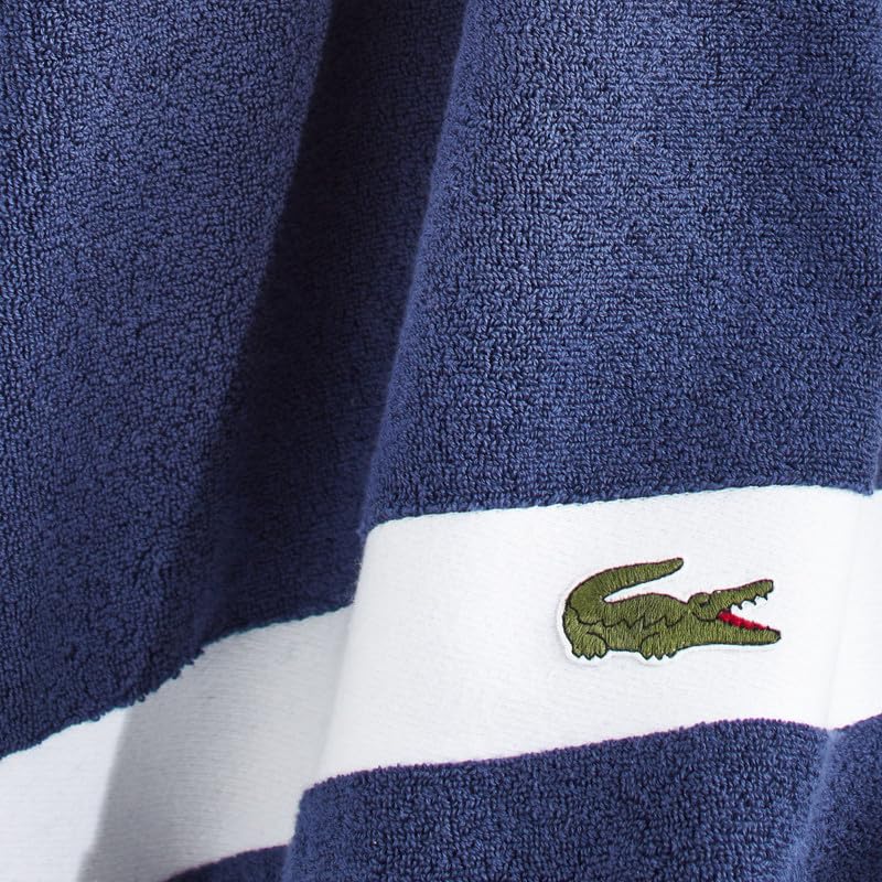 Lacoste Sport Stripe - Juego de toallas de algodón de lujo de 6 piezas, fabricadas con 100% algodón Supima suave, absorbente y de secado rápido, incluye 2 toallas de baño, 2 toallas de mano, 2 toallas