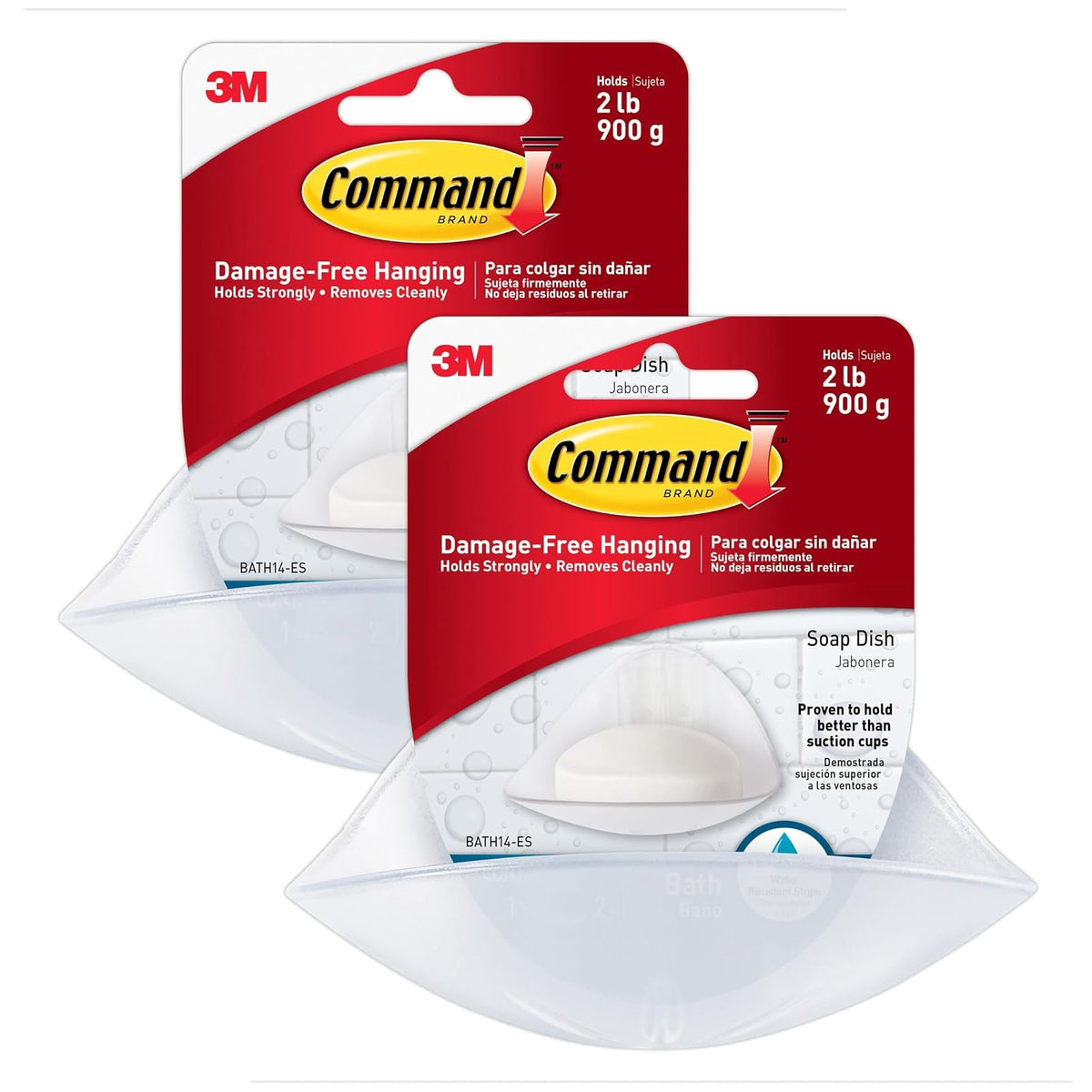 Command Jabonera, Paquete de 2 - Paquete de 2 - Esmerilado transparente.