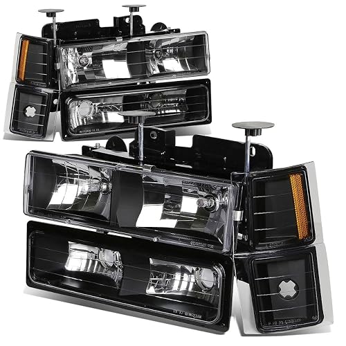 DNA MOTORING Conjunto de Faros Delanteros + Lámparas de Parachoques + Luces de Esquina Ámbar para Chevy C/K Suburban 94-99