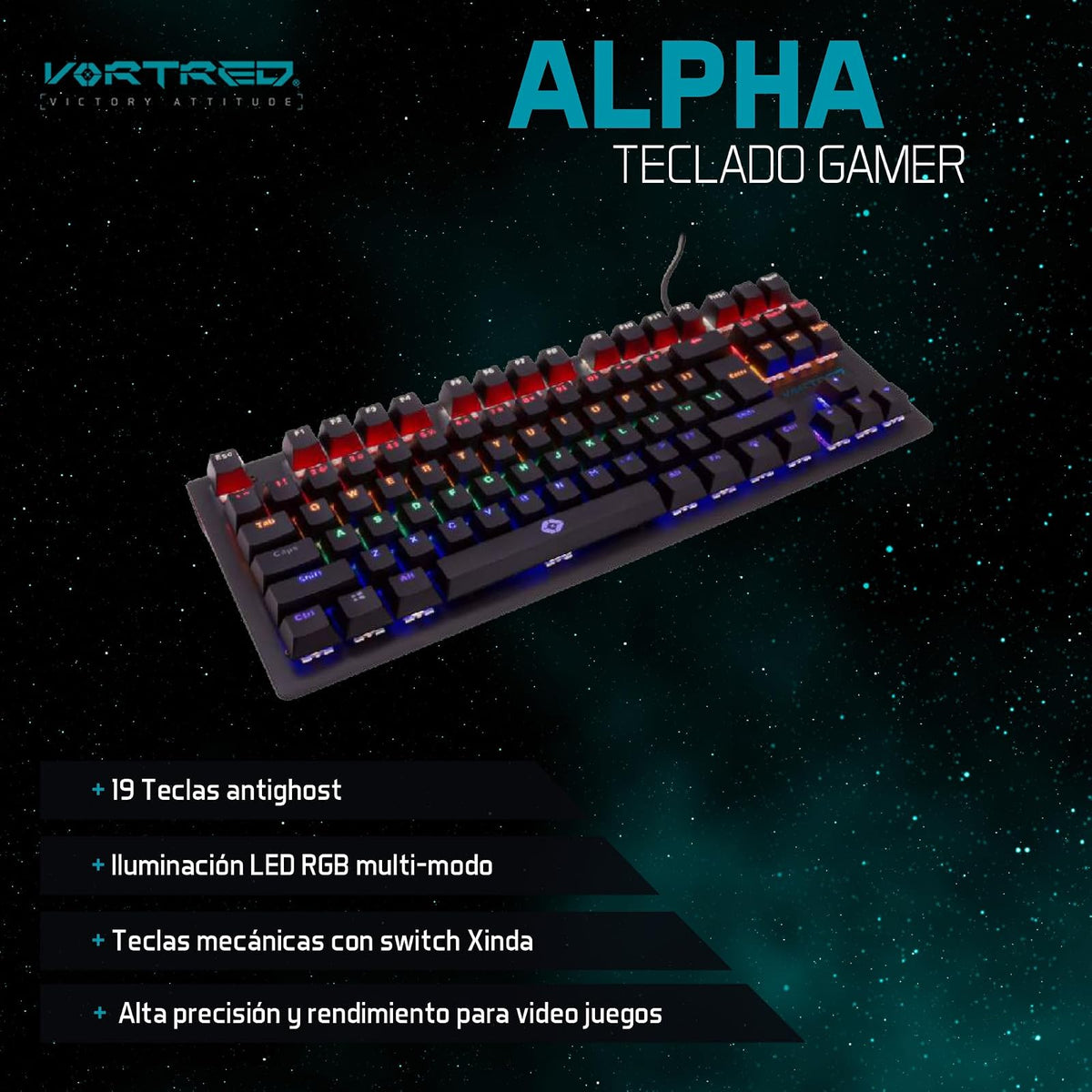Perfect Choice Teclado Gamer Mecánico Compacto de Alto Rendiemiento Alpha