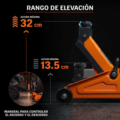 TRUPER Gato de Patín 2 t, Naranja y Negro