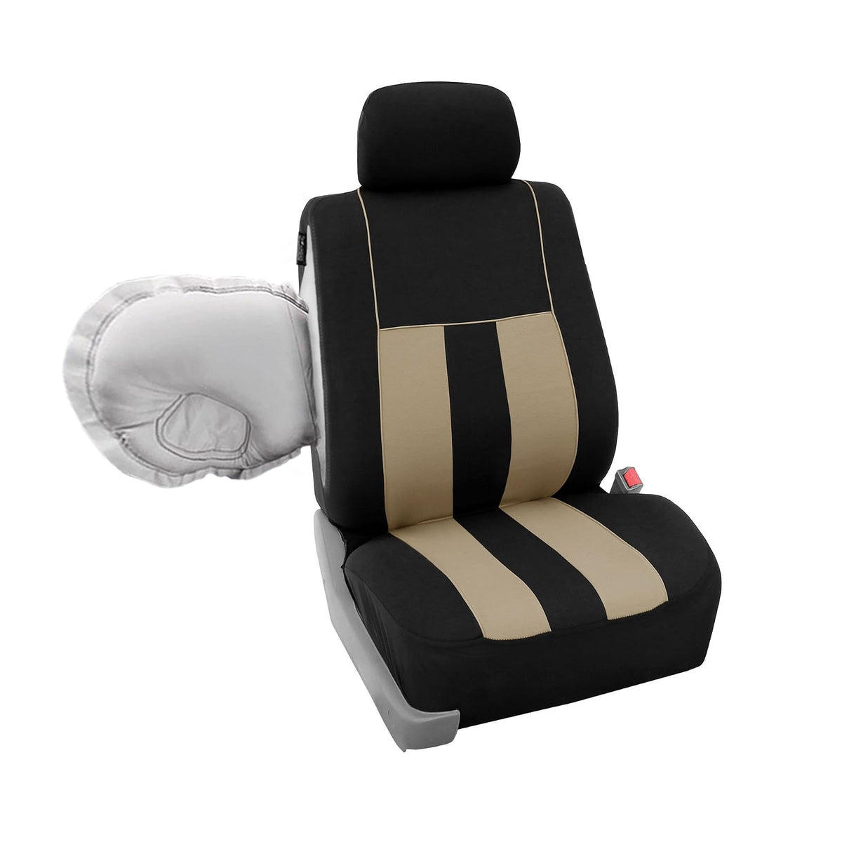 FH GROUP FH-FB036217 Striking Striped Seat Covers Gray/Black Color- Fit Most Car, Truck, SUV, or Van
