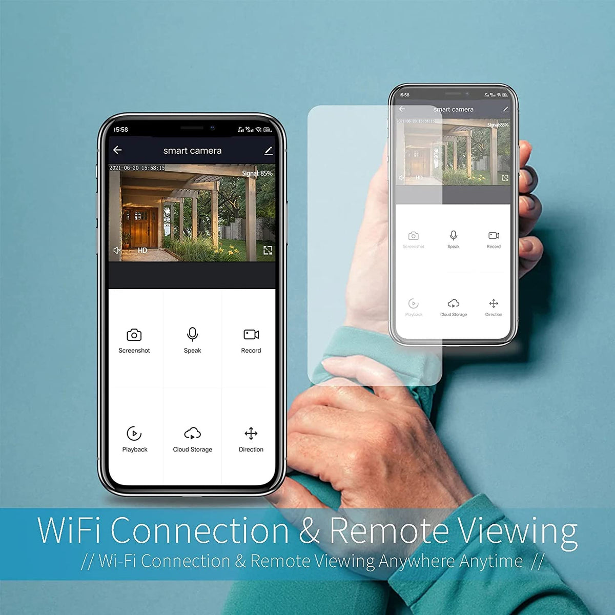 Cámara de vigilancia inalámbrica Full HD de 1080p, modo de color panorámico de 360 grados, compatible con almacenamiento en la nube, audio bidireccional, detección de movimiento inteligente y alarma