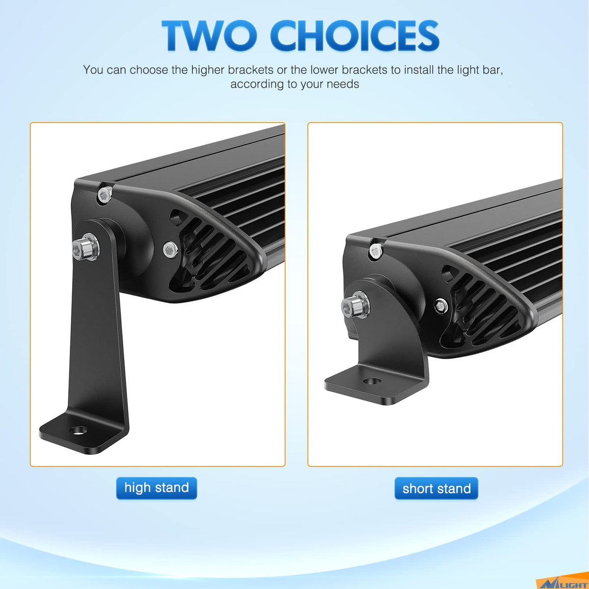 Nilight - 2 soportes universales para montaje lateral ajustables compatibles con barra de luz LED recta o curvada, 2 años de garantía, color negro