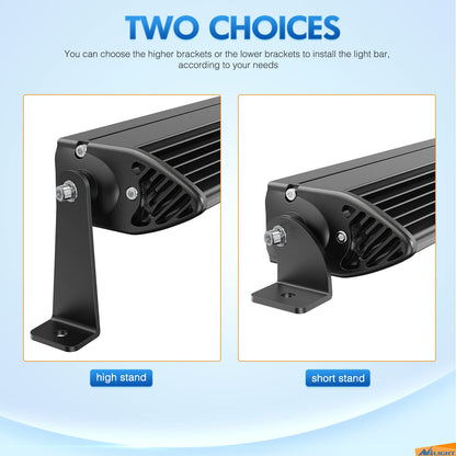 Nilight - 2 soportes universales para montaje lateral ajustables compatibles con barra de luz LED recta o curvada, 2 años de garantía, color negro