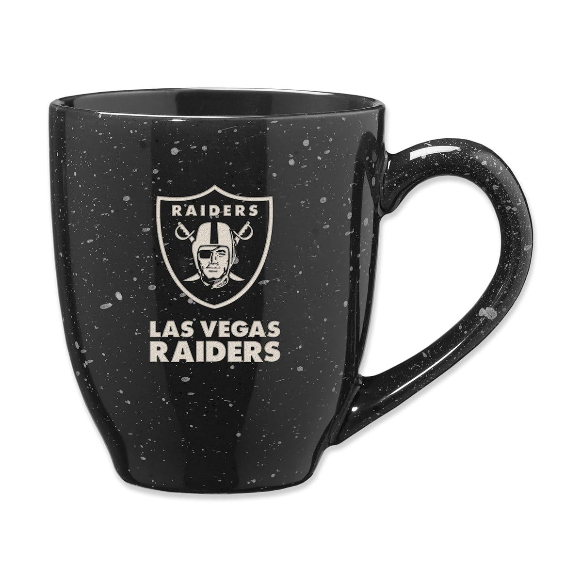 Rico Industries Taza de Cerámica NFL Grabada con Láser 16 oz - Las Vegas Raiders LV Black