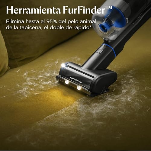 Bissell PowerClean FurFinder - Aspiradora inalámbrica de 200 W con Rollo de Cepillo para Polvo sin enredos, succión Fuerte, batería extraíble, Montaje en Pared, Herramienta de tapicería y Faros