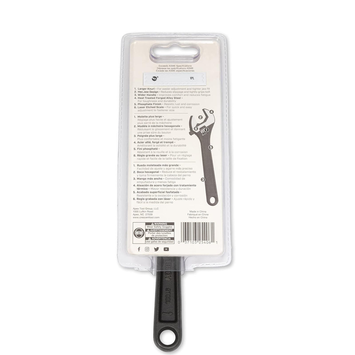 Crescent - Llave de óxido negro ajustable de 6 pulgadas, cardada - AT26VS