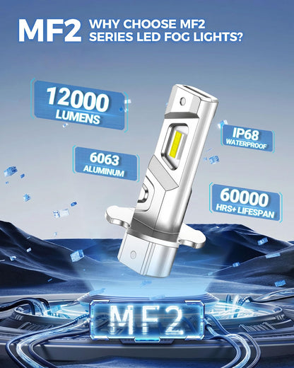Marsauto Foco Antiniebla LED H3 MF2 | Amarillo, 12000 lm, 3000 K, chips CSP 2024, paquete de 2