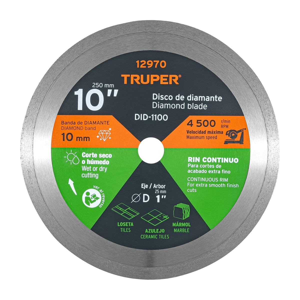 Truper Disco de Diamante Rin Continuo para Loseta y Azulejo - 10"
