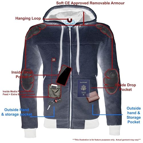 Milwaukee Leather MPM1788 - Sudadera con Capucha para Hombre, Color Plateado Aprobado por la CE, con aramida, por Dupont Fibers - M