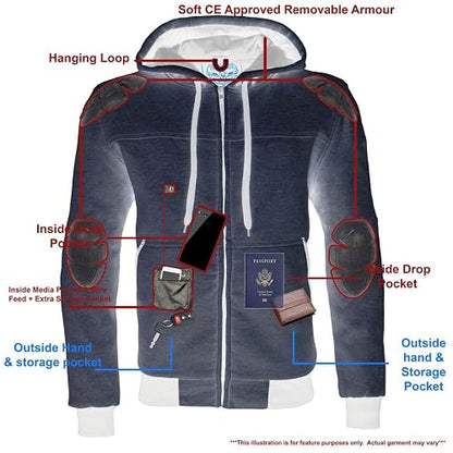 Milwaukee Leather MPM1788 - Sudadera con Capucha para Hombre, Color Plateado Aprobado por la CE, con aramida, por Dupont Fibers - M
