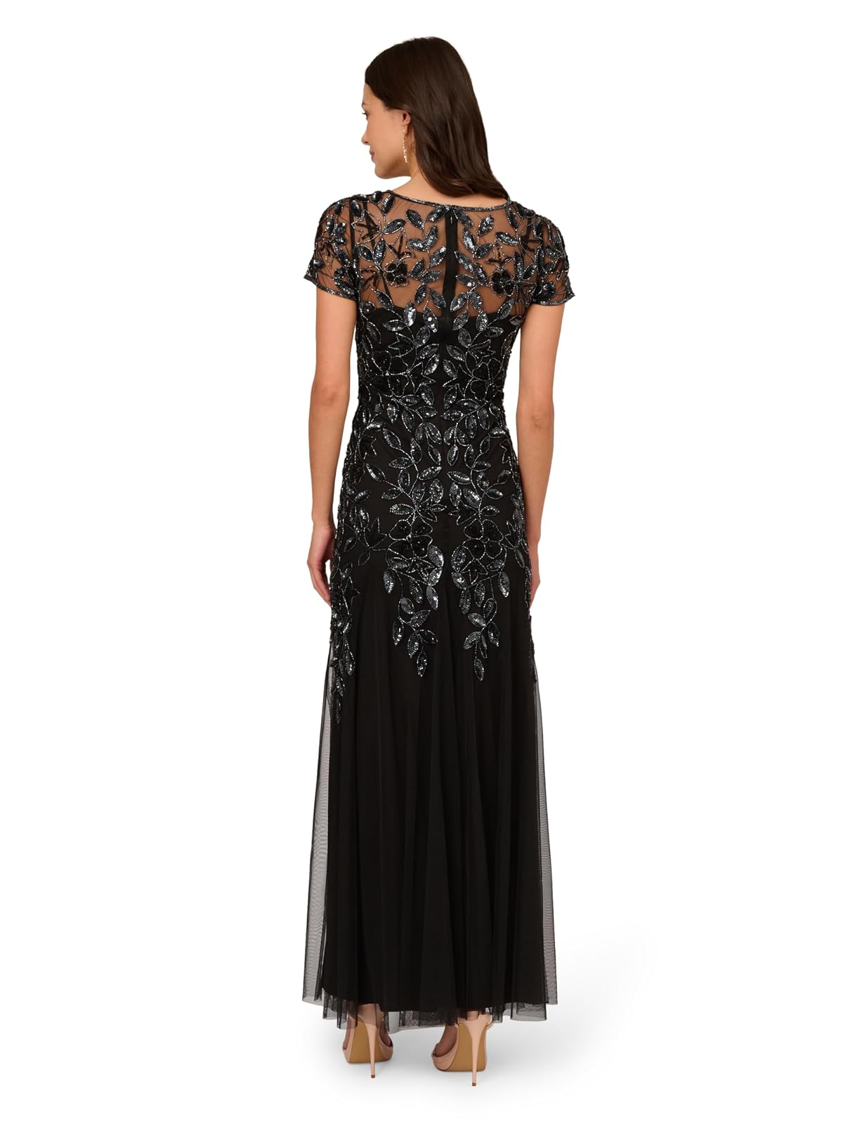 Adrianna Papell Vestido Halter de Gasa con abalorio Vestido para ocasión especialMujer