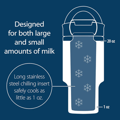 Dr. Brown's - Enfriador de leche materna y fórmula, almacenamiento aislado portátil para bombeo de leche materna y alimentación con biberón, capacidad de 20 onzas/590 ml, blanco ártico, sin BPA