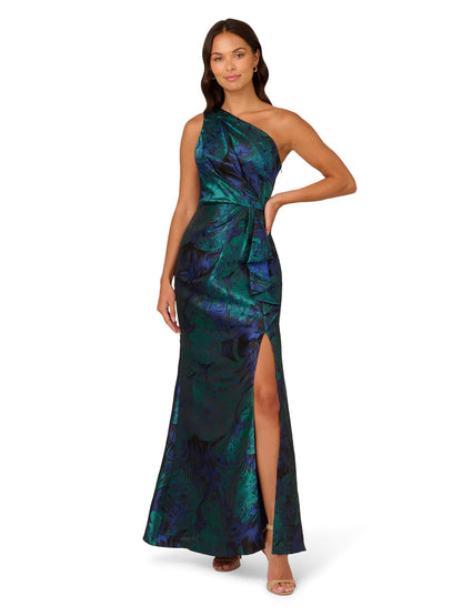 Adrianna Papell Vestido Jacquard de un Hombro para Mujer - 8 - Cobalt - Teal