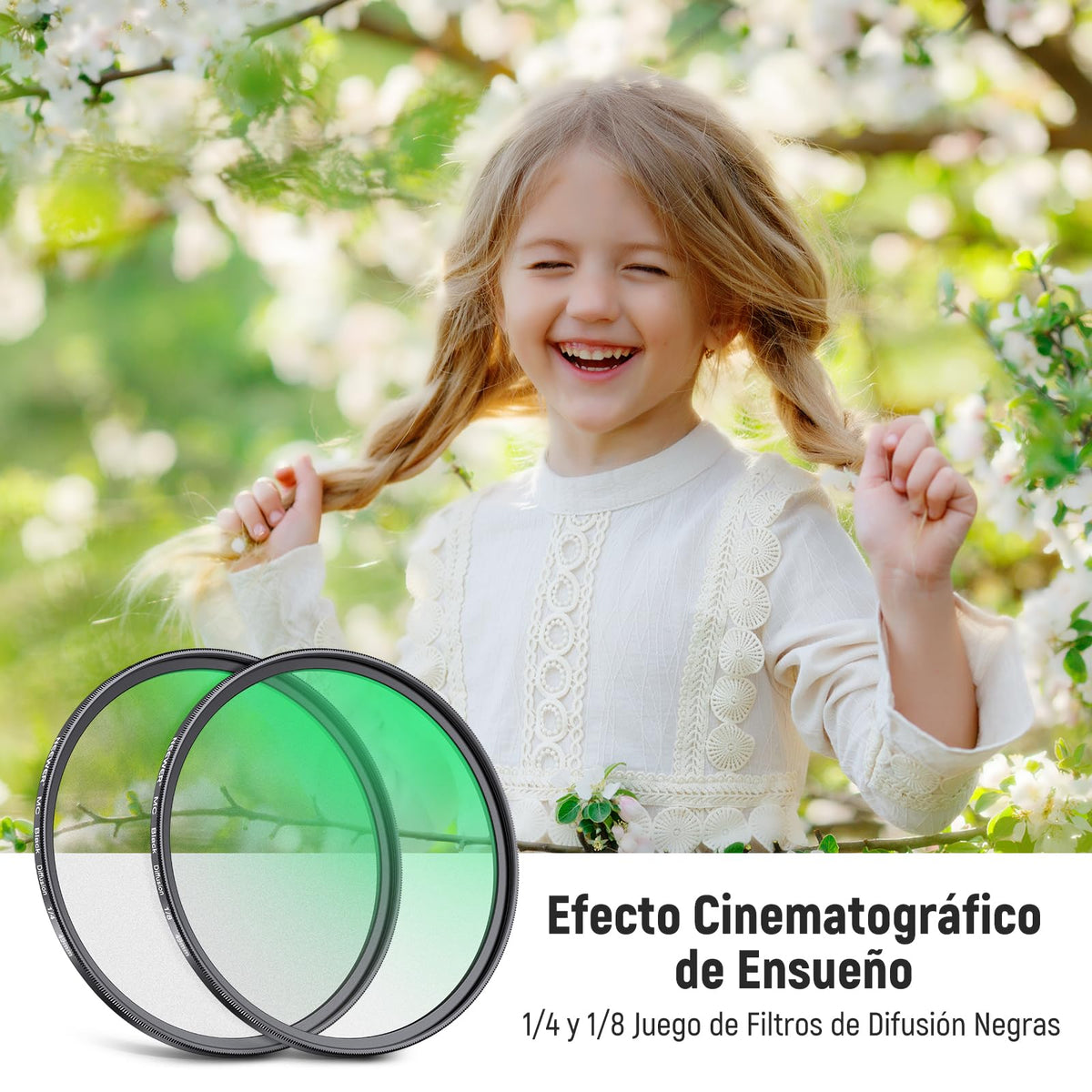 NEEWER Juego de 2 Filtros de Difusión Negra 1/4 y 1/8 de 49mm con Efecto Cinematográfico Nebuloso, Cristal Óptico Ultra Delgado con Múltiples Recubrimientos Nano para Vídeo, Vlog y Retratos