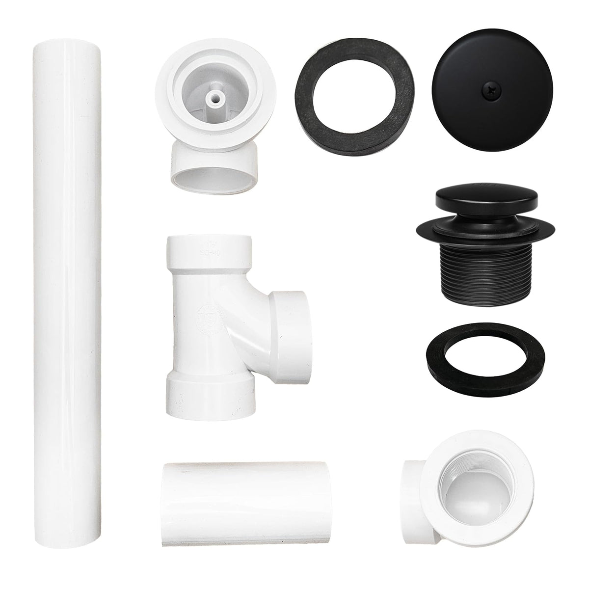 Westbrass Punta de punta Sch. 40 residuos de baño de PVC con codo de un solo agujero, negro mate, D49321-62