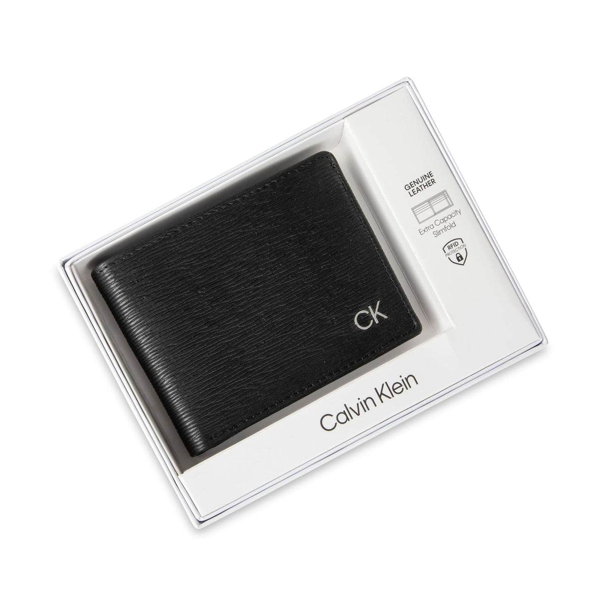 Calvin Klein portafolios plegable minimalista RFID de piel para hombre, Pliegue negro, Talla única