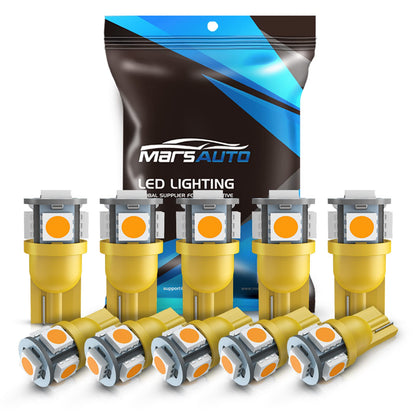 Marsauto Focos LED T10/194 sin Polaridad para Cúpula, Mapa, Puerta y Matrícula, Paquete de 10 - Amarillo ámbar
