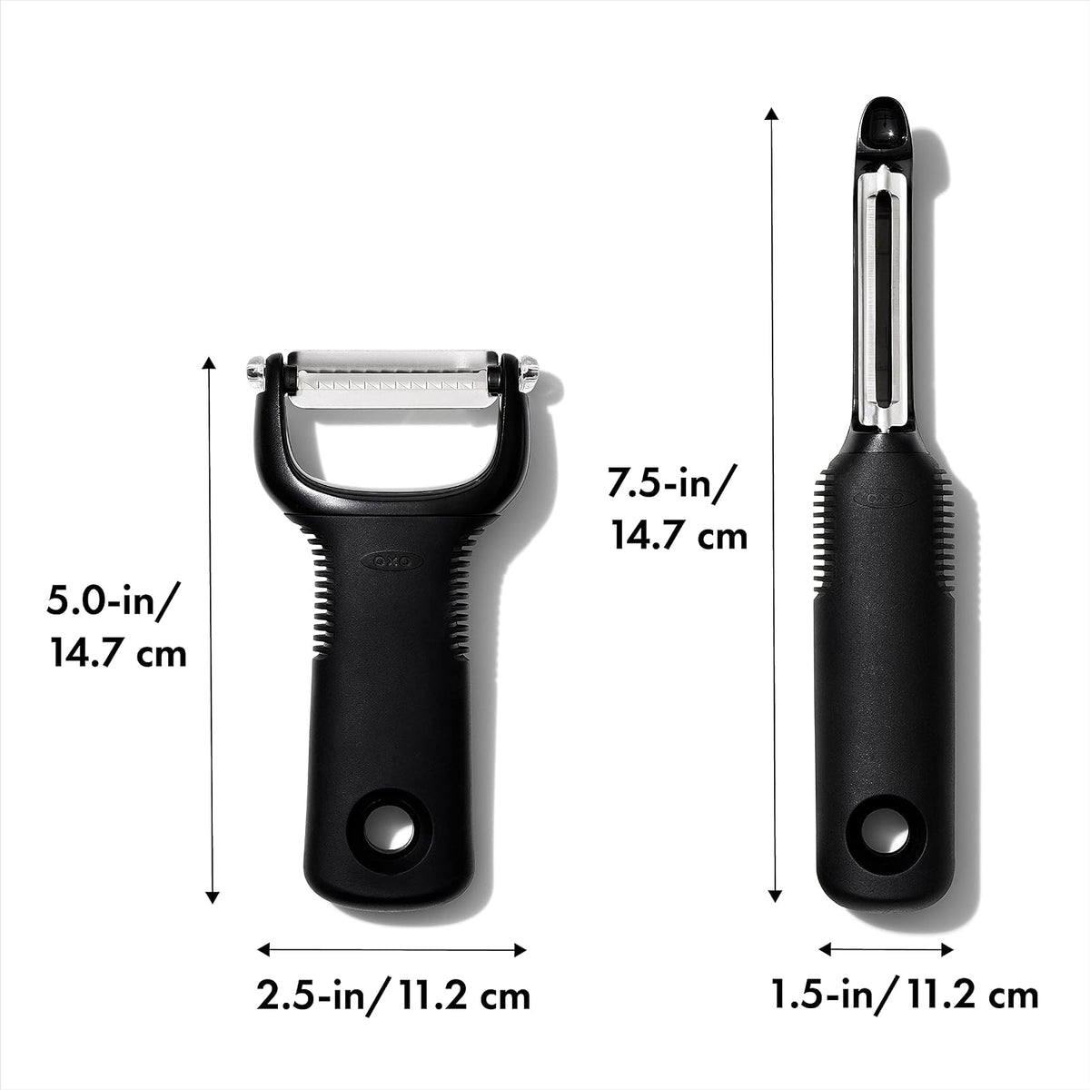 OXO Good Grips - Juego de peladores de 2 piezas, giratorio y juliana
