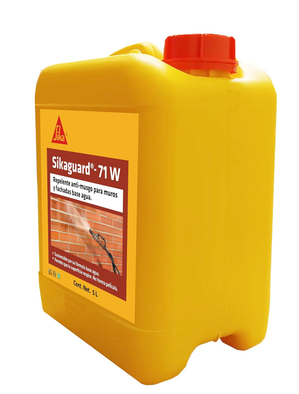 Sika - Repelente de Agua - Sikaguard 71W - Tratamiento Antimusgo para Fachadas - Líquido - Listo para Usar - Transparente - Bote 5 L