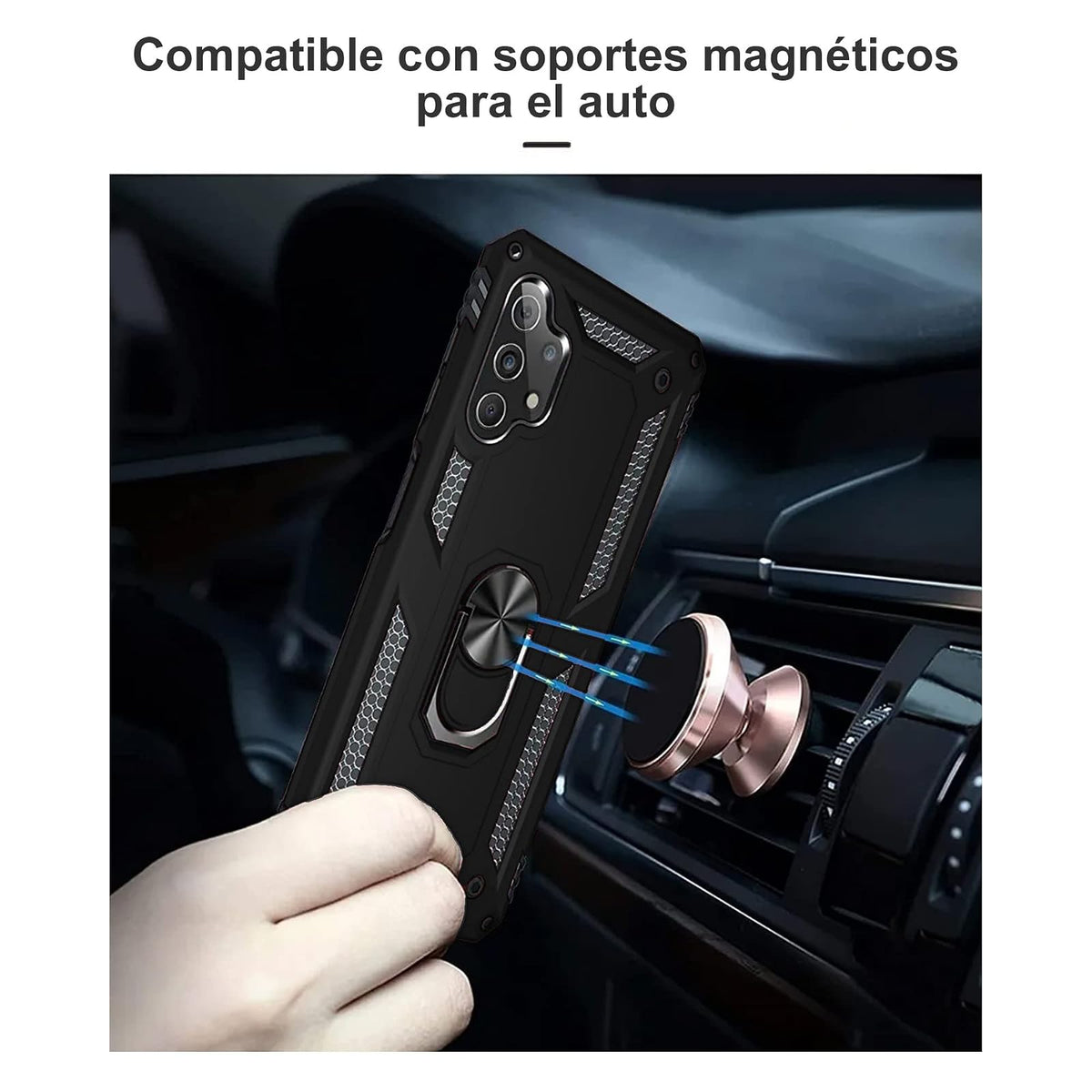 Funda Uso Rudo con Anillo para Moto Edge 20 Lite (Negro)