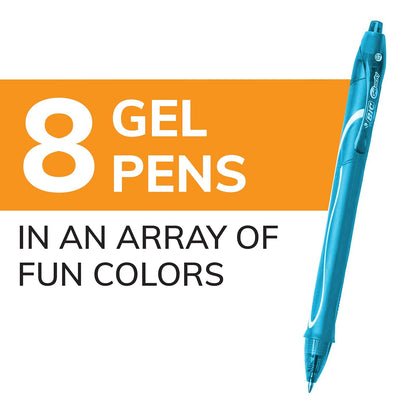 BIC Gelocity - Bolígrafos de gel de secado rápido con temática oceánica, punta media (0.7 mm), juego de 8 bolígrafos de gel de colores para tomar notas y escribir diarios