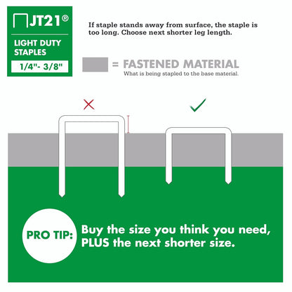 Arrow Fastener Grapas JT21 214 | 1/4 pulgada, caja 1000 grapas, corona plana ancho 7/16 pulgadas