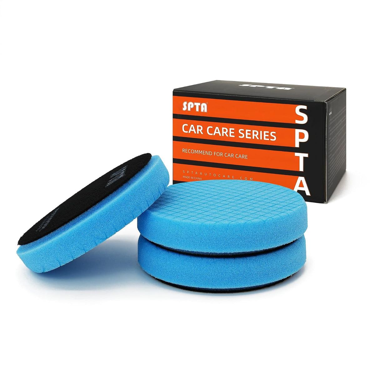 SPTA Almohadillas de Pulido de Espuma, Varias Medidas y Grados de Corte, Paquete de 3 - 5.5inch - 3pcs Blue T40 Polish
