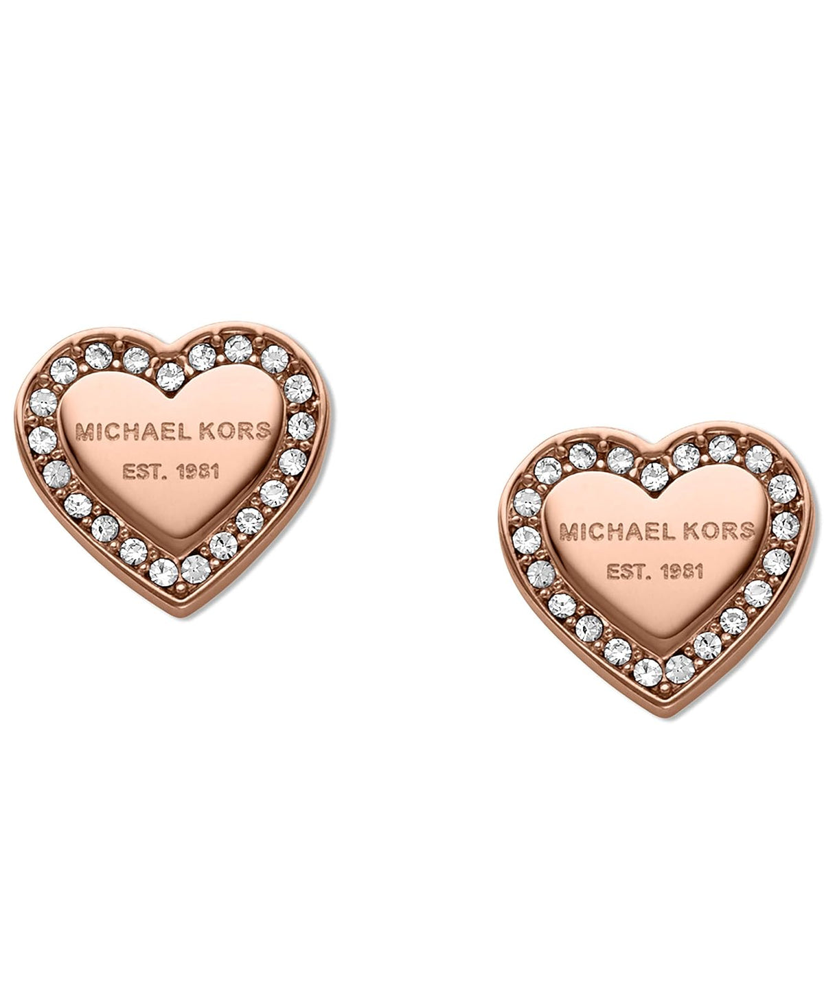 Michael Kors Silver Tone Signature Heart Stud Earrings